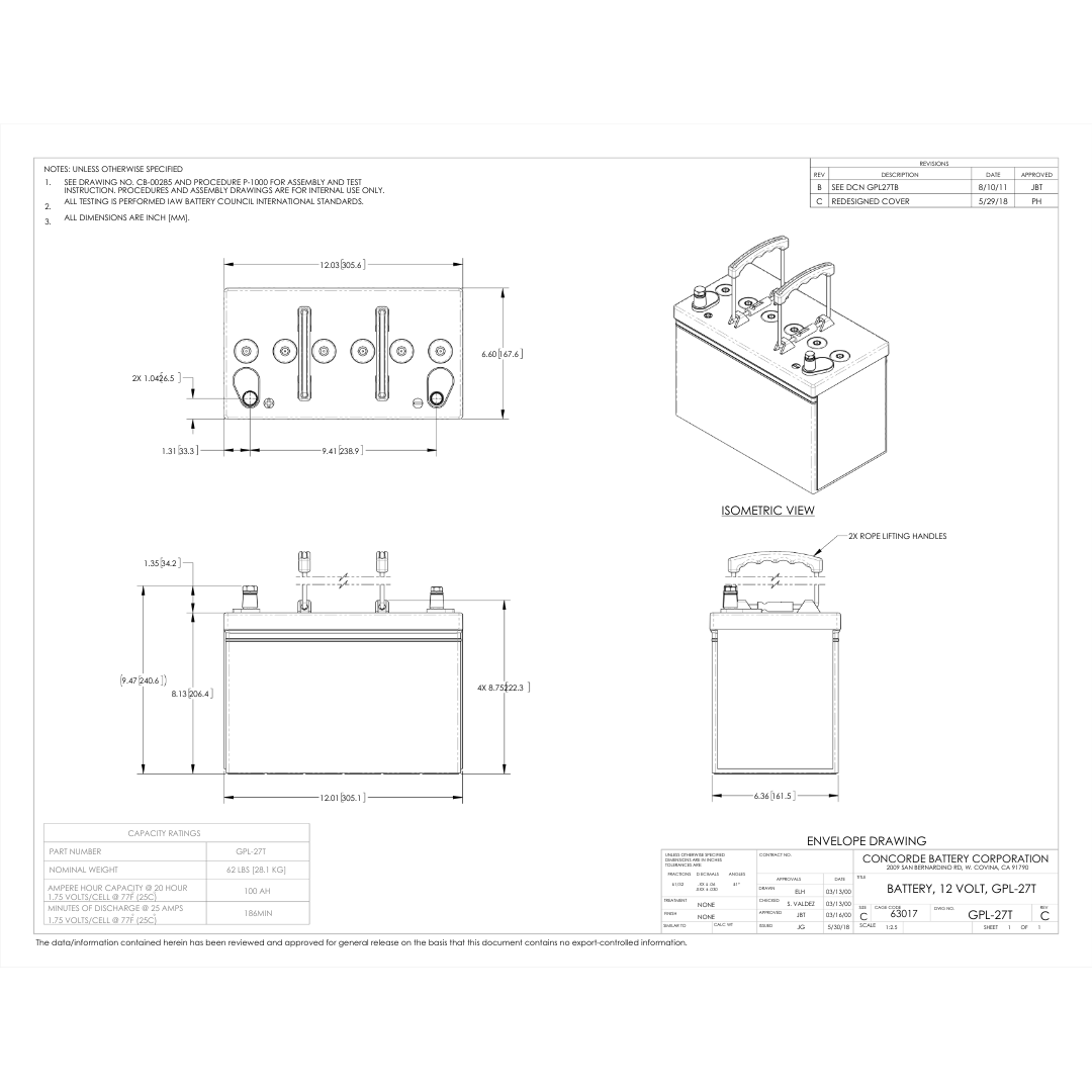 GPL-27T 100ah agm battery