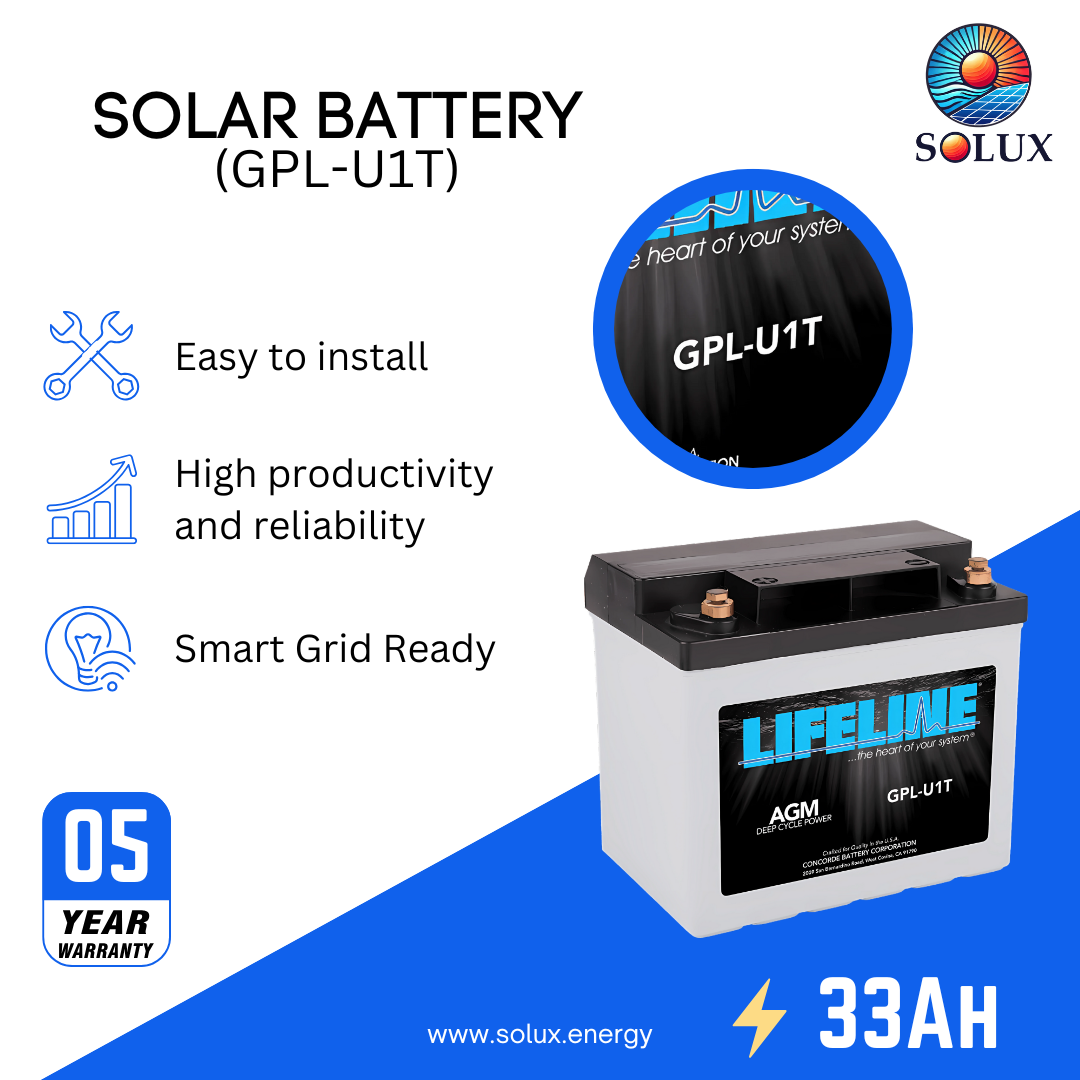 This is an image of Lifeline GPL-U1T 12 Volt 33Ah AGM Sealed Battery 