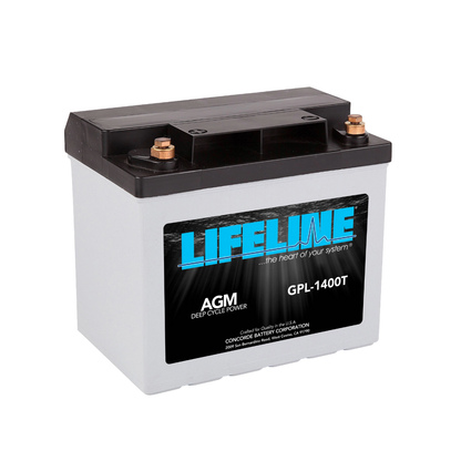 Lifeline GPL-1400T agm deep cycle power battery on a white background