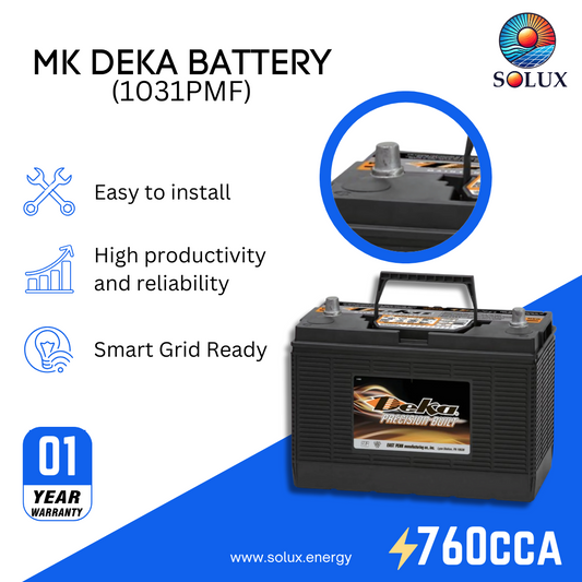 This is an image of MK Deka 12V 950 CCA Battery FLA 1031PMF