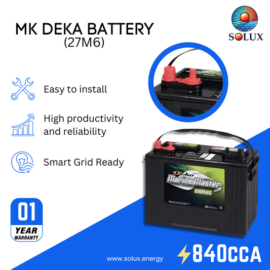 This is an image of MK Deka 12 Volt Marine Starting Battery 27M6 FLA