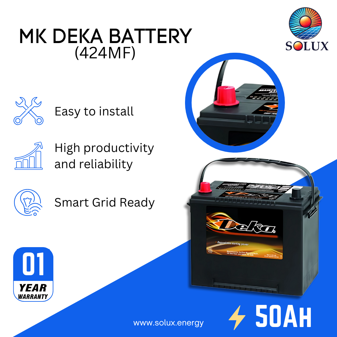 This is an image of MK Deka 12V Wet-Cell Battery FLA 424MF