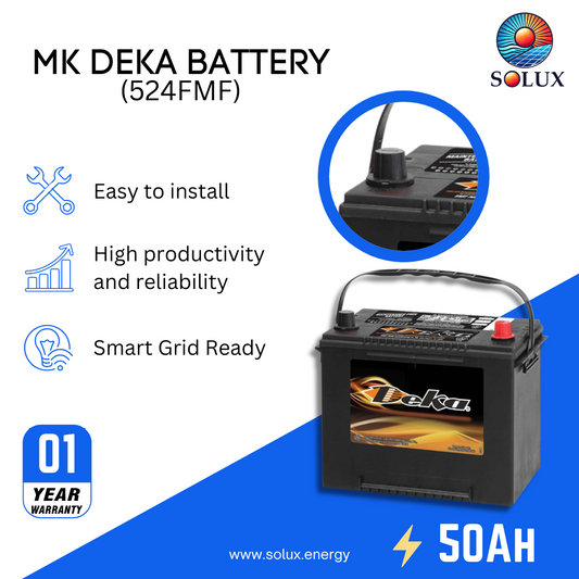This is an image of MK Deka 50Ah Battery 12V FLA 524FMF