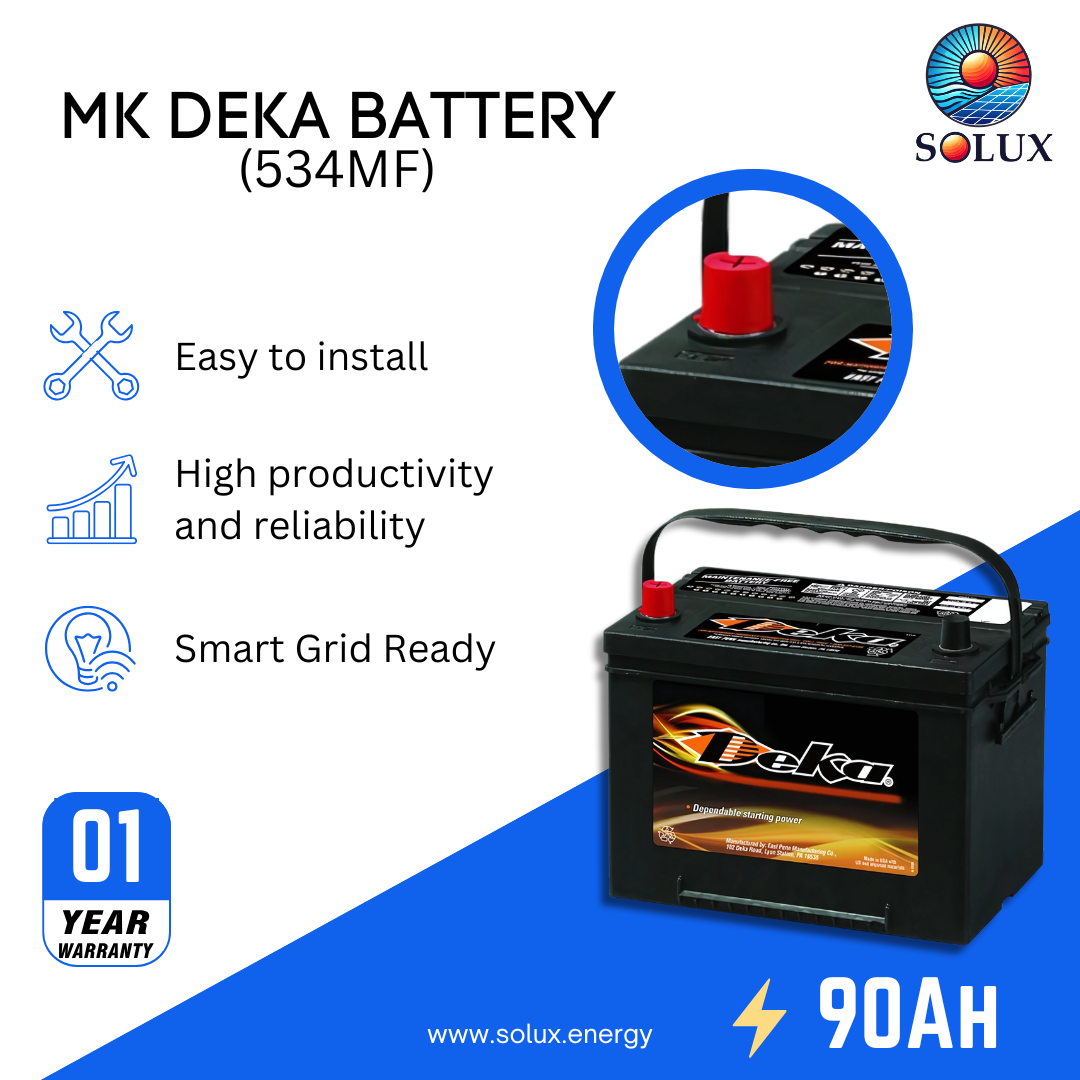 This is an image of MK Deka 90Ah 12V Lead Acid Batteries Flooded 534MF
