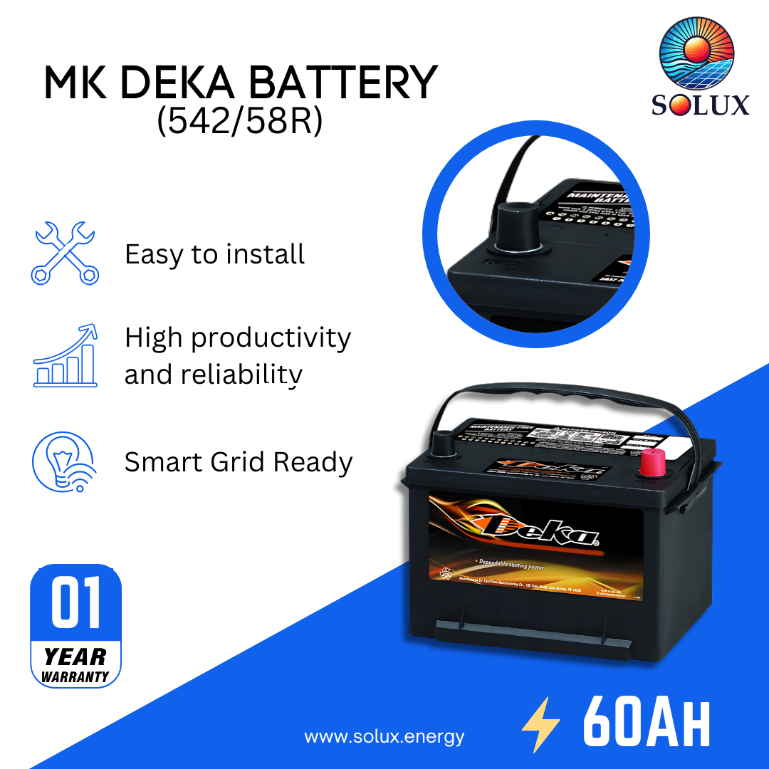 This is an image of MK Deka Battery 500 CCA 60Ah 12V FLA 542/58R