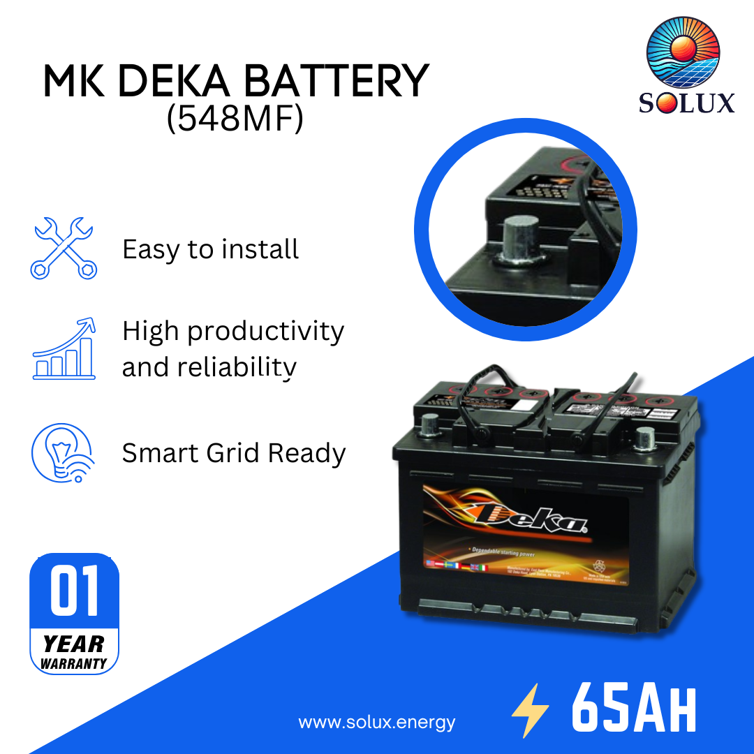 This is an image of MK Deka Auto 12V Battery 65Ah FLA 548MF