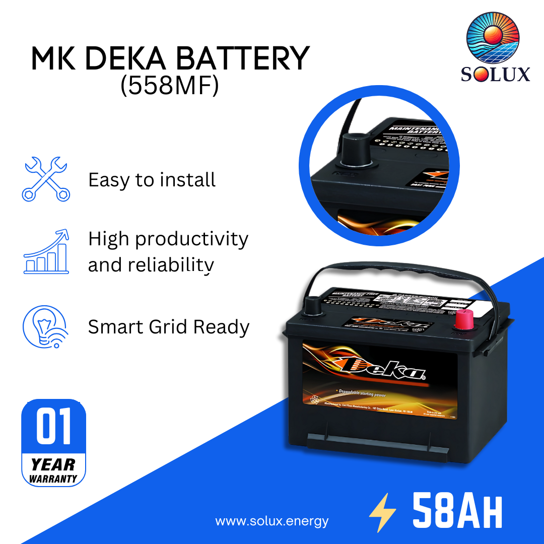 This is an image of MK Deka 58Ah 12V Auto Battery Group 58 FLA 