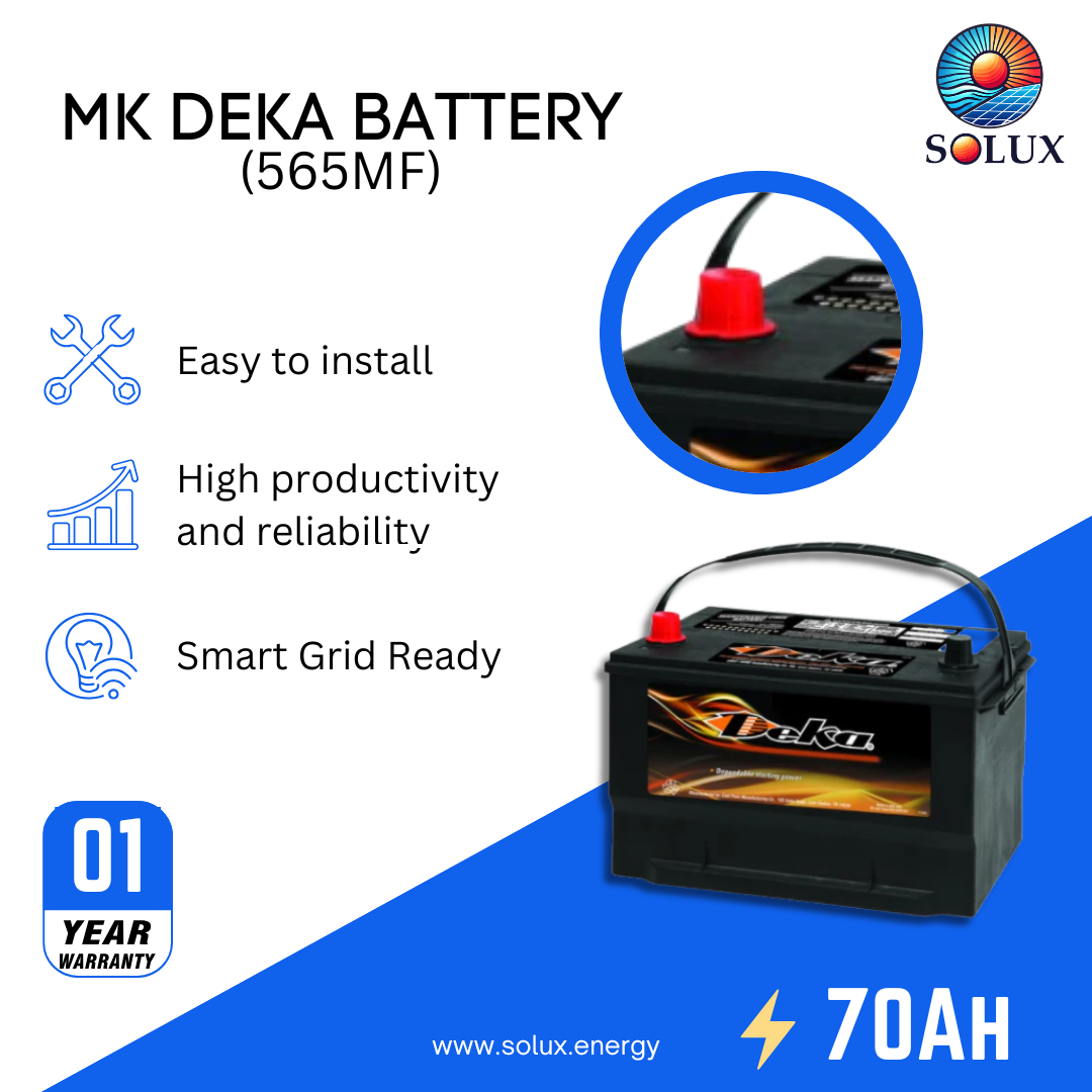 This is an image of MK Deka 12V 70 Ah Battery FLA 565MF