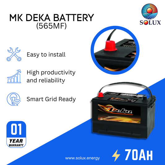 This is an image of MK Deka 12V 70 Ah Battery FLA 565MF