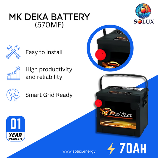 This is an image of MK DEKA 12V Automotive Battery 70Ah FLA 570MF