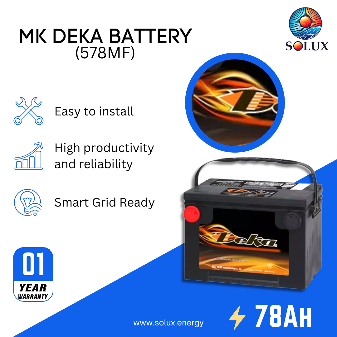 This is an image of MK Deka Lead Acid 12V Battery 78Ah FLA 578MF