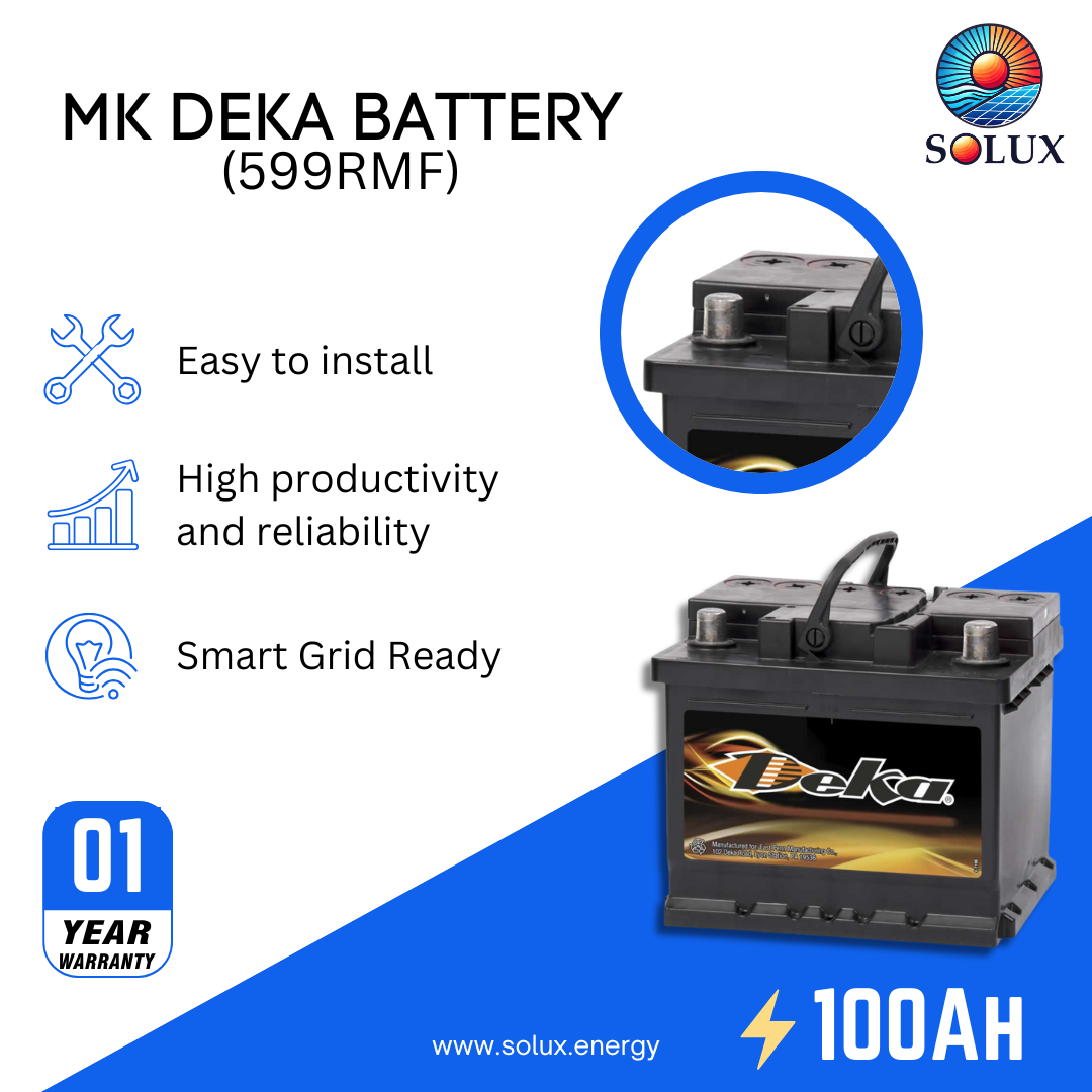 This is an image of MK Deka 100Ah 12V Battery FLA 599RMF