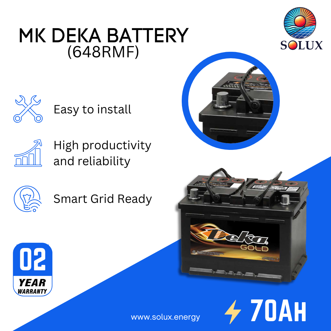This is an image of MK Deka 70Ah 12V Solar Batteries FLA 648RMF