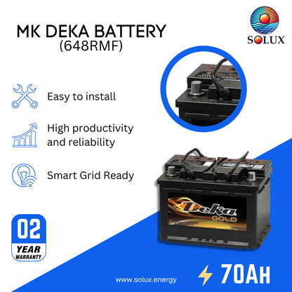 This is an image of MK Deka 70Ah 12V Solar Batteries FLA 648RMF