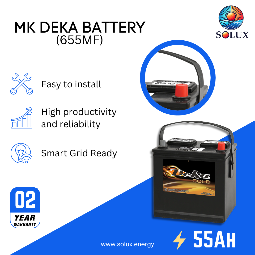 This is an image of MK Deka 55Ah 12V 540 CCA Battery FLA 655MF 