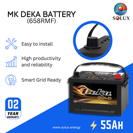 This is an image of MK Deka 55Ah 12V DC Battery 658RMF