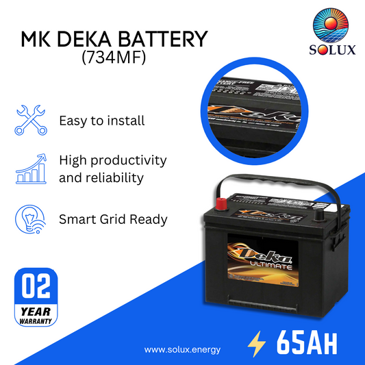 This is an image of MK Deka 65Ah 12V Flooded Lead Acid 734MF