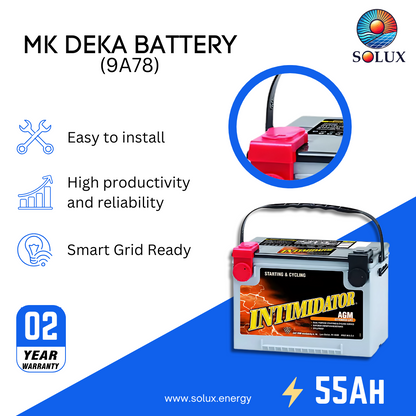 This is an image of MK Deka 12V SLA Battery 55Ah AGM