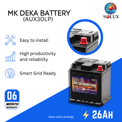 This is an image of AUX Battery MK Deka AUX30LP 26Ah 12VDC AGM