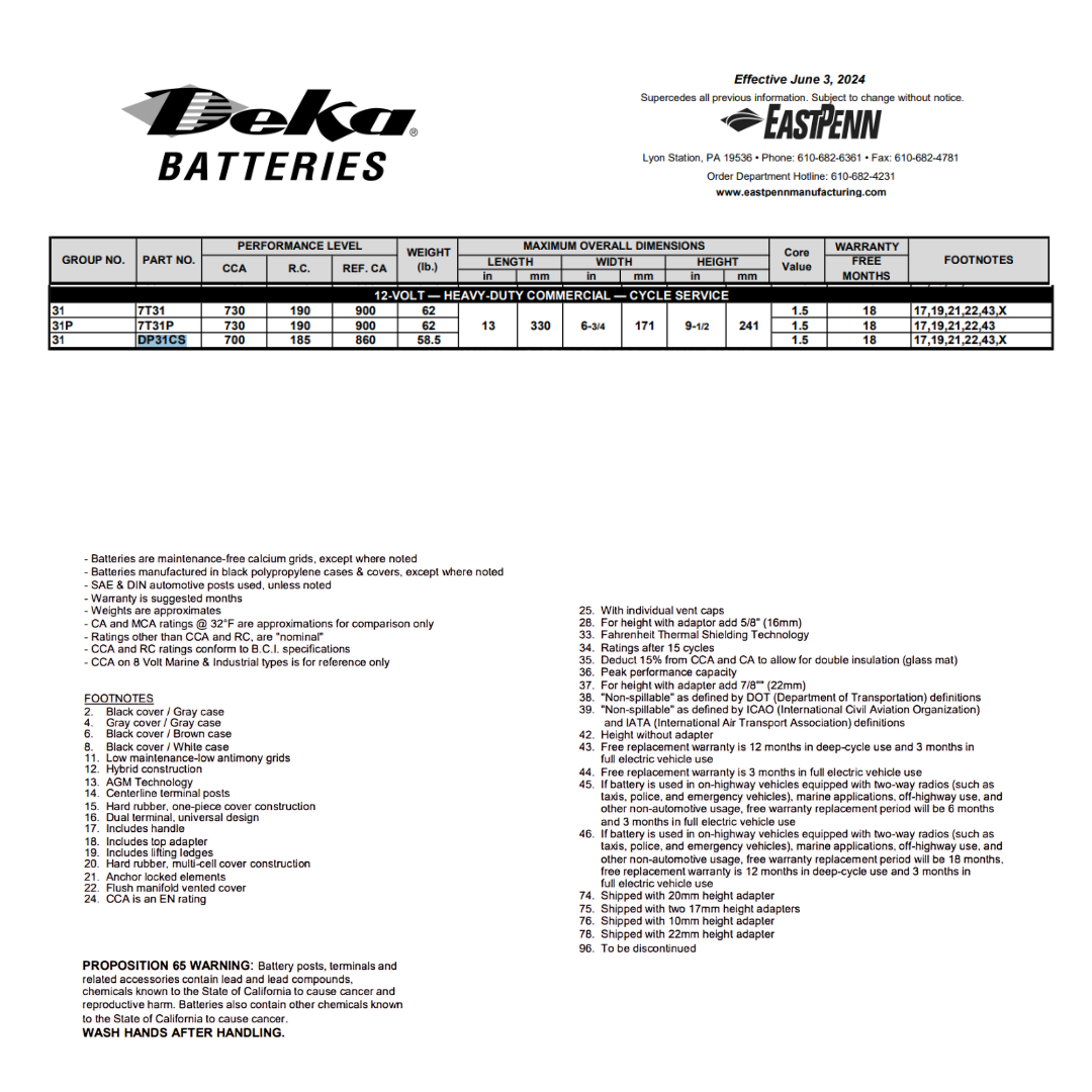 DP31CS battery 700 cca