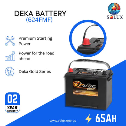This is an image of Deka 624FMF Battery, 2 years warranty, 65AH