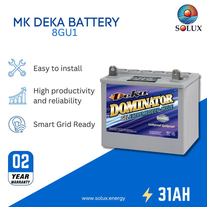 This is an image of MK Deka 31Ah 12V Gel Battery Deep Cycle 8GU1H