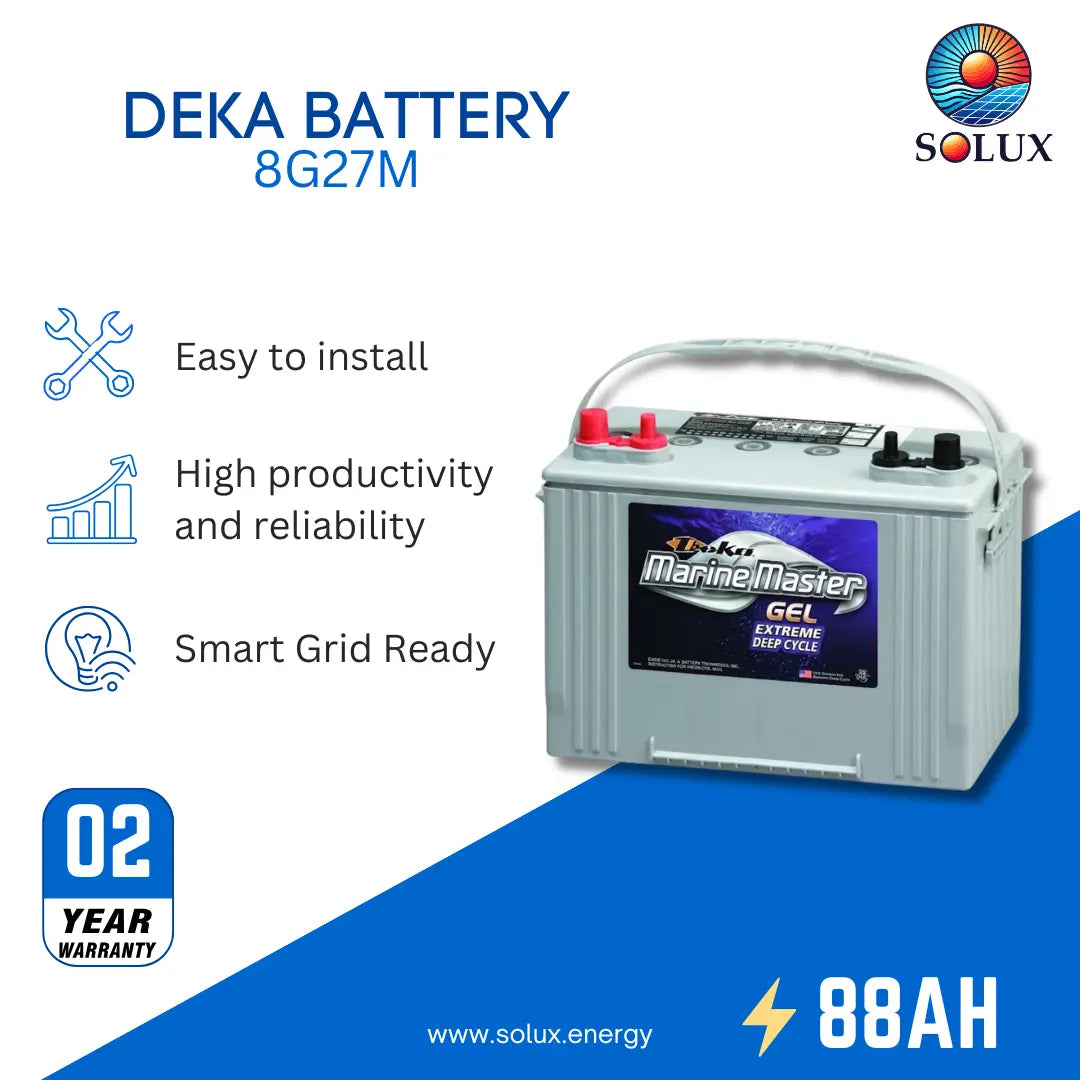 This is an image of Deka 8G27M 12V 88Ah Marine Master Gel Battery