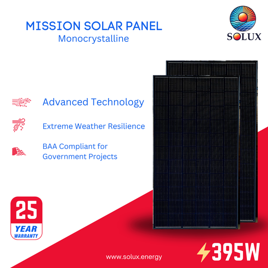 This is an image of Mission Solar MSE395SX9R Black Solar Panels