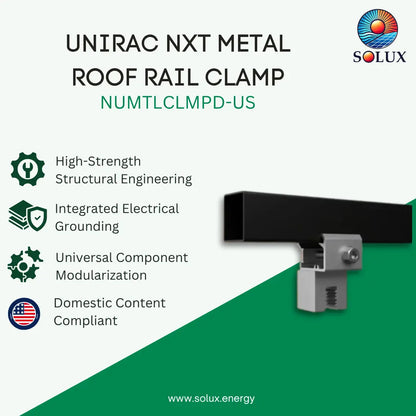 Unirac NXT METAL ROOF RAIL CLAMP (Sold Individually, Pkg Qty 20)