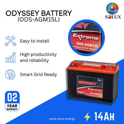 This is an image of Odyssey ODS-AGM15L 12V 14Ah Battery
