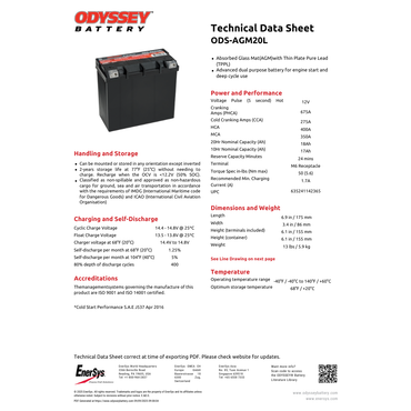 ODS-AGM20L agm battery deep cycle