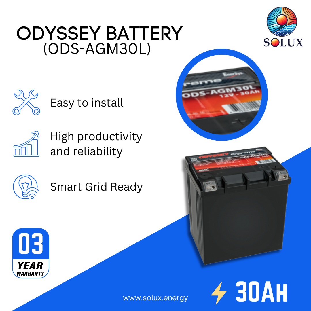 This is an image of Odyssey ODS-AGM30L 30Ah AGM Battery