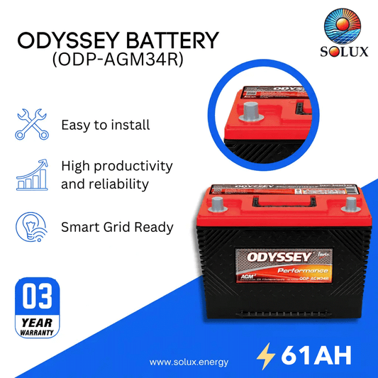 This is an image of Odyssey 12V AGM 100Ah Battery ODP-AGM34R