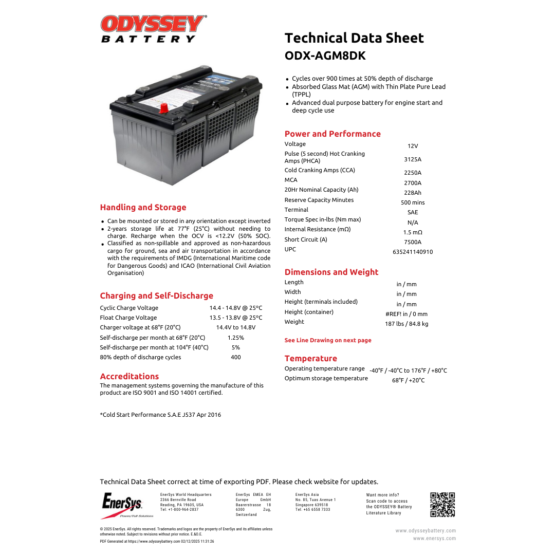 ODX-AGM8DK high cold cranking amp battery