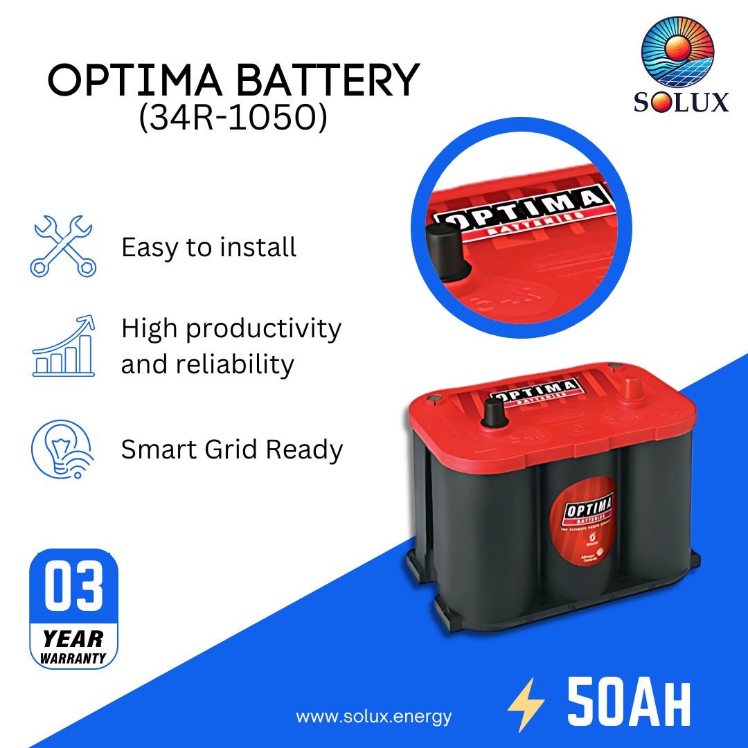 This is an image of Optima 34R AGM Battery 50Ah 12V