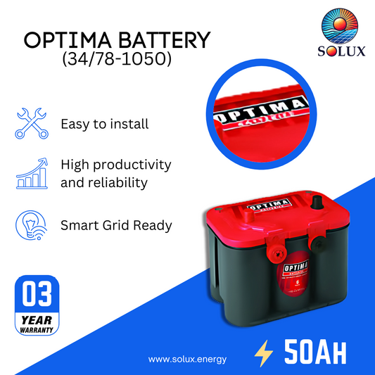 This is an image of Optima Red Top Battery 12V 50Ah AGM Battery