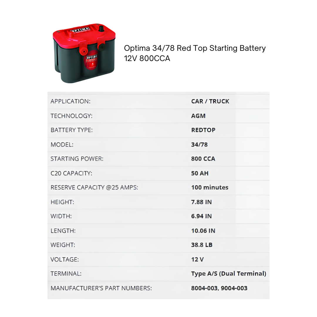 34/78-1050 12v starter battery
