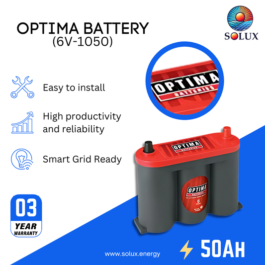 This is an image of Optima 50Ah Battery 6V AGM Battery