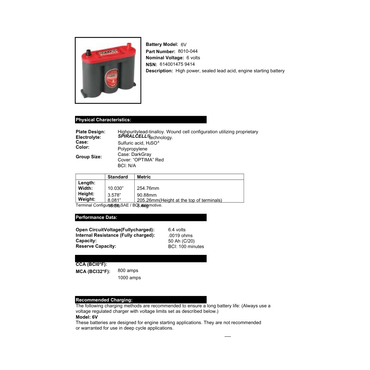 6V-1050 optima battery warranty