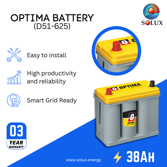 This is an image of Optima Yellow Top 38Ah D51-625 AGM Battery 