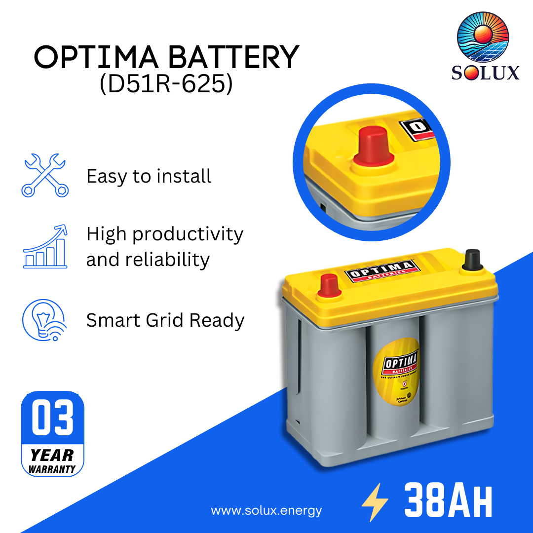 This is an image of Optima 12 Volt Sealed Lead Acid Battery 38Ah D51R-625 
