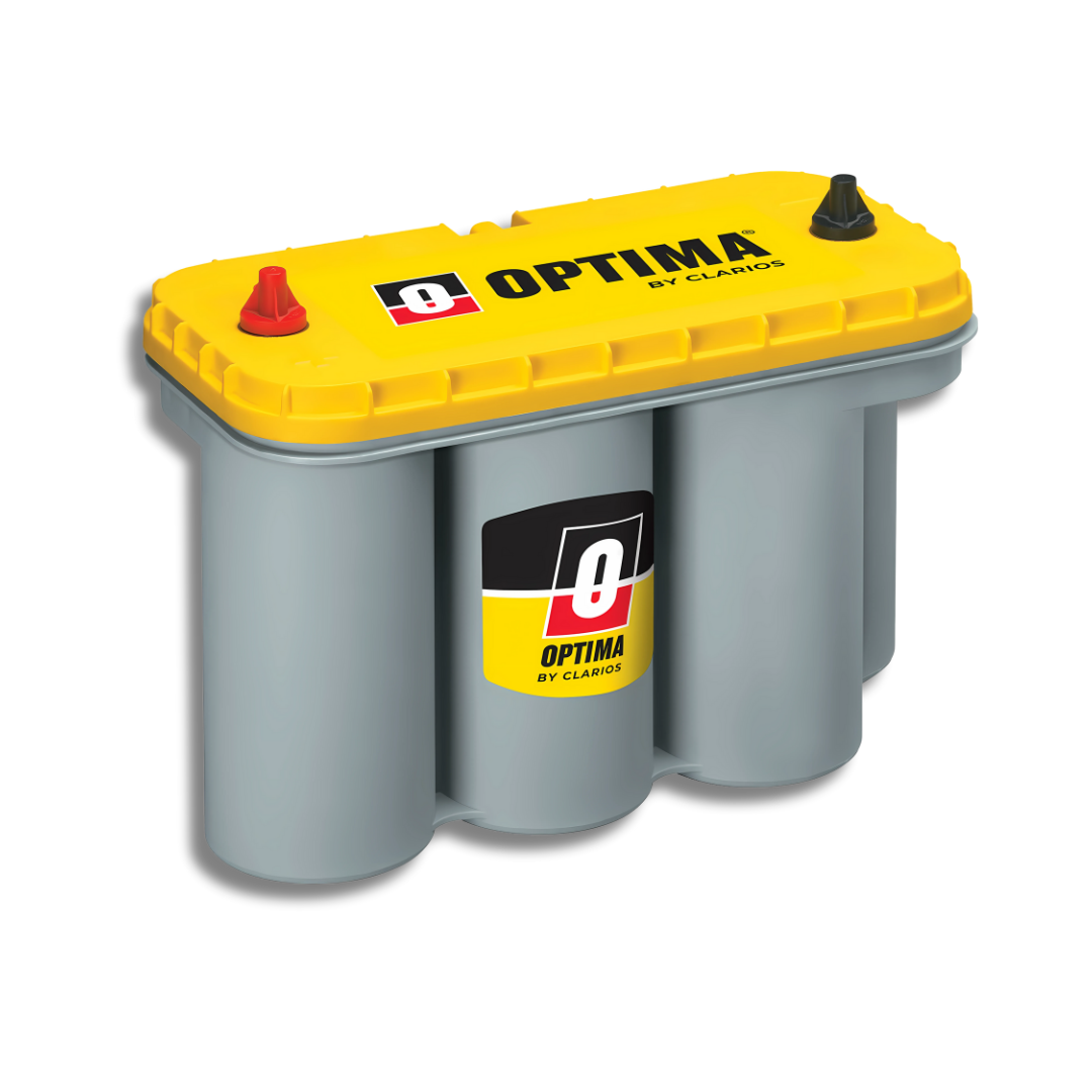 Single product image of Optima D31T battery with yellow top on a white background