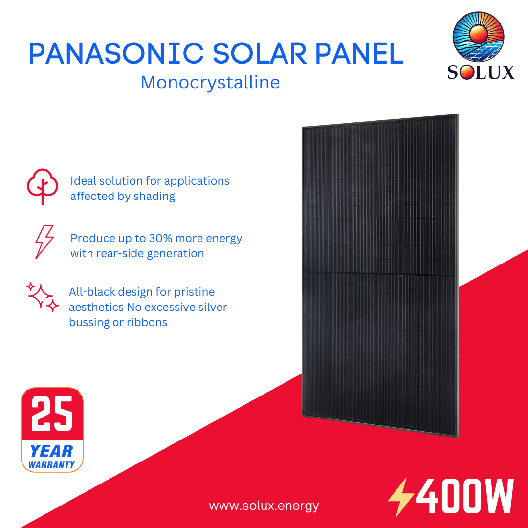 This is an image of Panasonic Evervolt Solar Panels 400W All Black Solar Panel (PALLET)