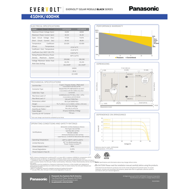 EVPV400HK-PALLET panasonic solar panels 400w