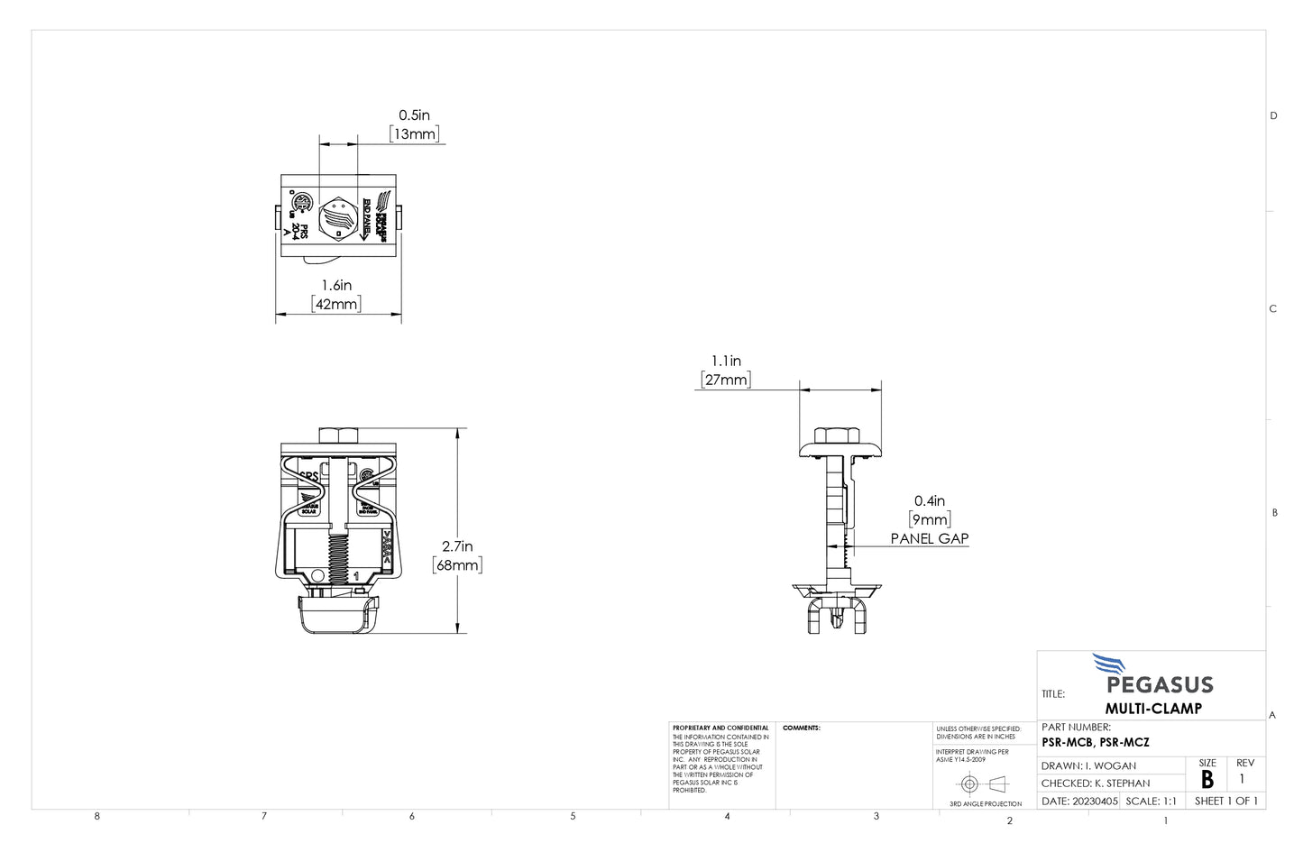 PGS-PSR-MCB mid clamp and end clamp