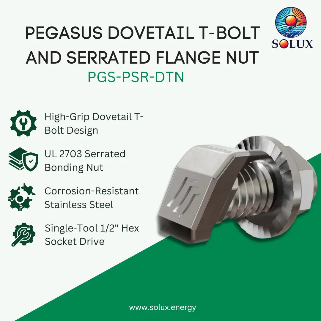 Pegasus - SS Dovetail T-Bolt and SS Serrated Flange Nut (Priced as 1 pc)