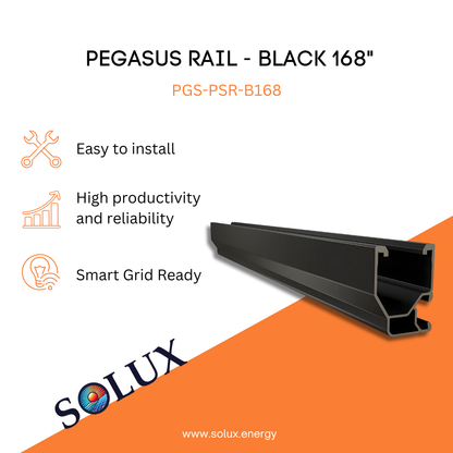 This is an image of Pegasus Rail 168" Black Solar Racking