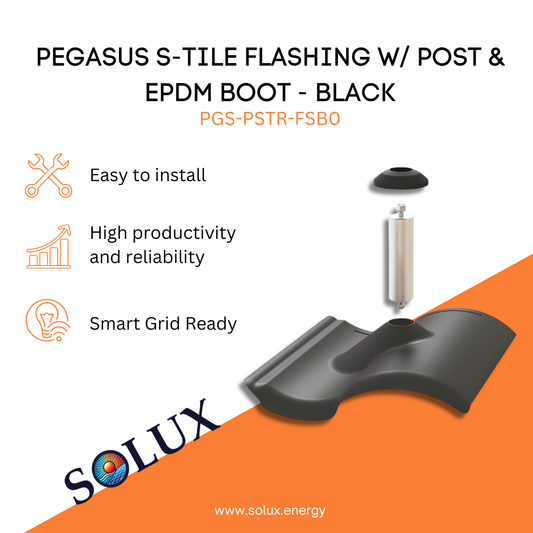 Pegasus S-Tile Flashing w/ Post & EPDM Boot - Black (Priced as 1 pc)