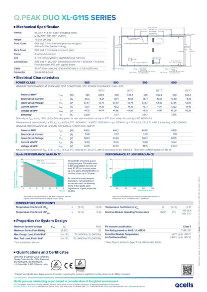 Q.PEAK-DUO-XL-G11S.3-590-BFG qcell bifacial solar panels