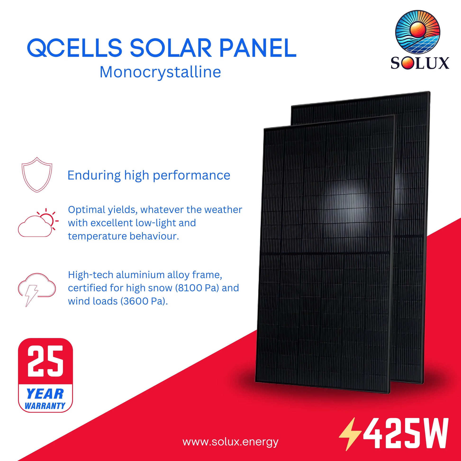 This is an image of Q cell solar panel Q.TRON-BLK-M-G2PLUS-425